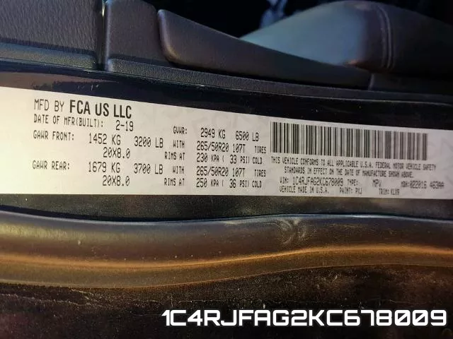 1C4RJFAG2KC678009 фото 2
