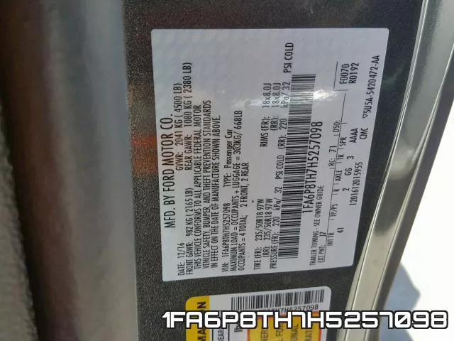 1FA6P8TH7H5257098 фото 2