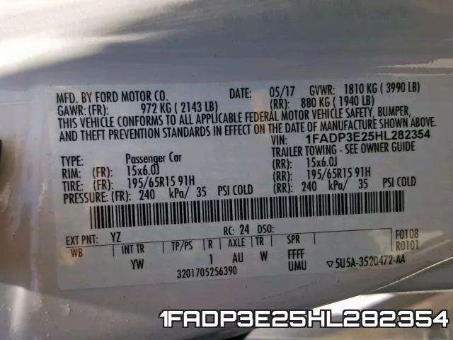 1FADP3E25HL282354 фото 2