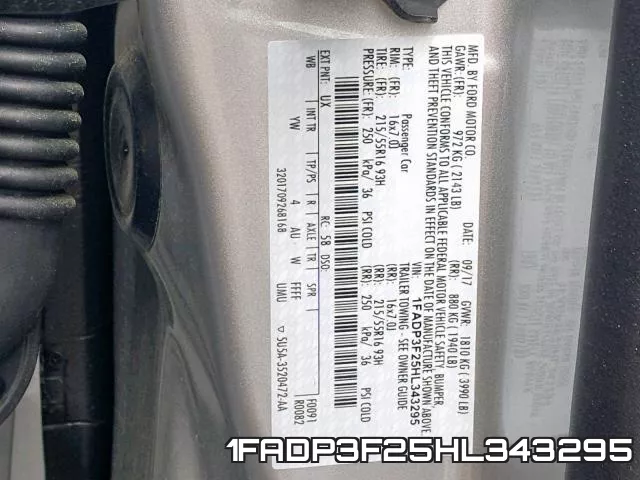 1FADP3F25HL343295 фото 2