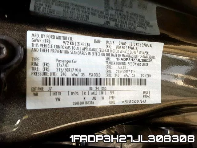 1FADP3H27JL308308 фото 2