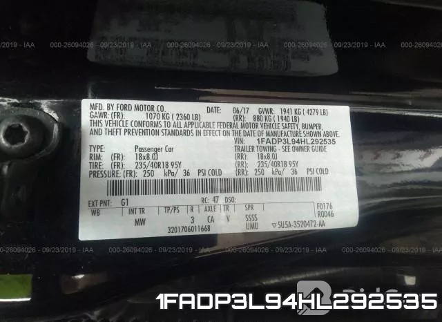 1FADP3L94HL292535 фото 10