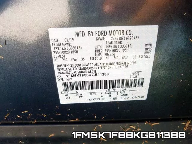 1FM5K7F88KGB11388 фото 2