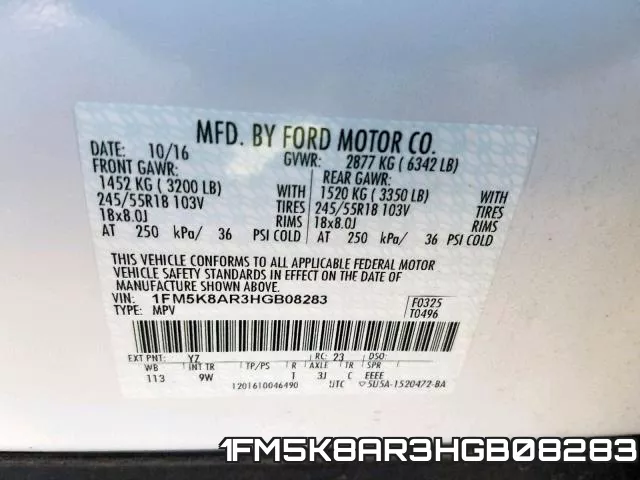 1FM5K8AR3HGB08283 фото 2