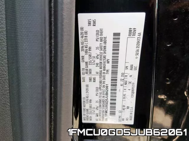 1FMCU0GD5JUB62061 фото 2