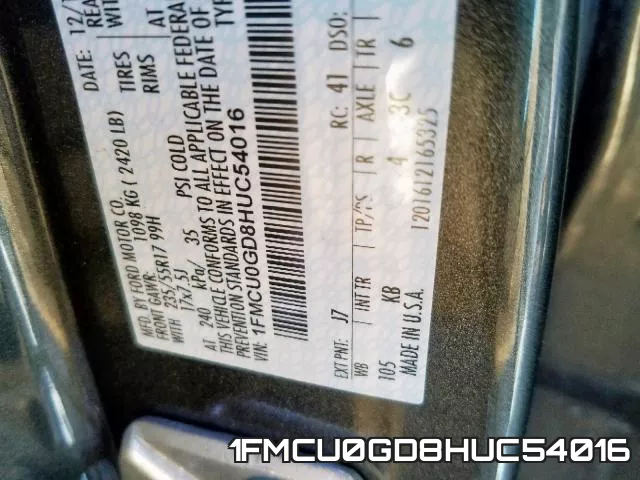 1FMCU0GD8HUC54016 фото 2