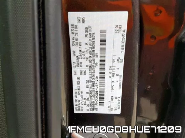 1FMCU0GD8HUE71209 фото 2