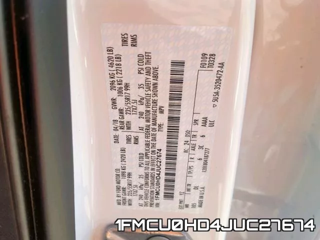 1FMCU0HD4JUC27674 фото 2