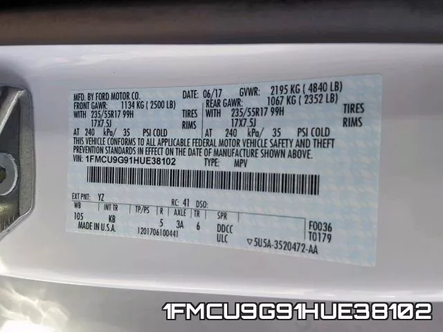 1FMCU9G91HUE38102 фото 2