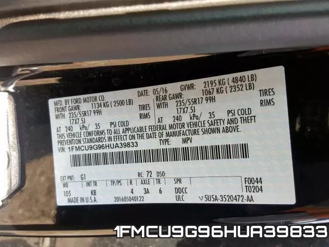 1FMCU9G96HUA39833 фото 2