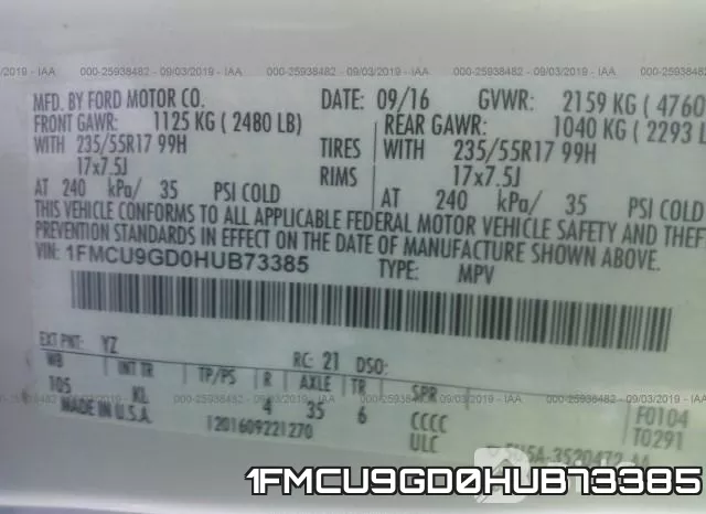 1FMCU9GD0HUB73385 фото 10
