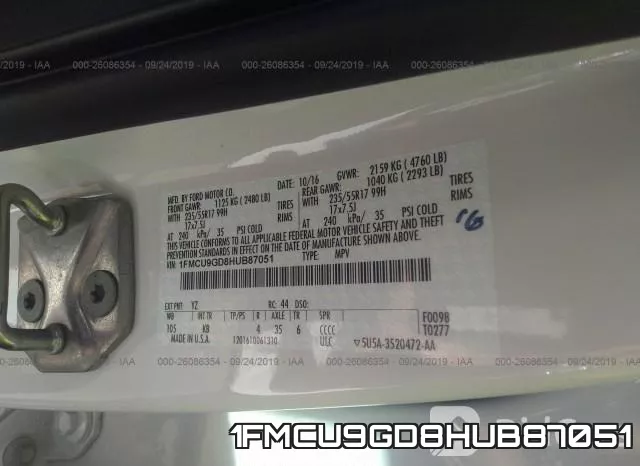 1FMCU9GD8HUB87051 фото 10