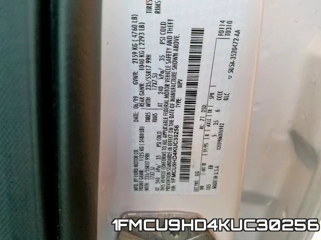 1FMCU9HD4KUC30256 фото 2