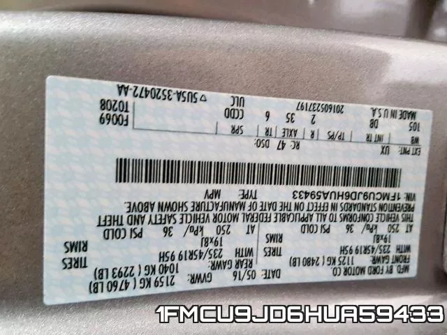 1FMCU9JD6HUA59433 фото 2