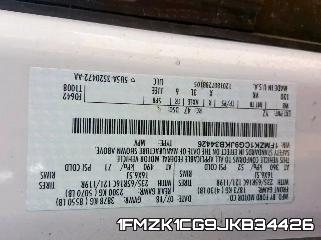 1FMZK1CG9JKB34426 фото 2