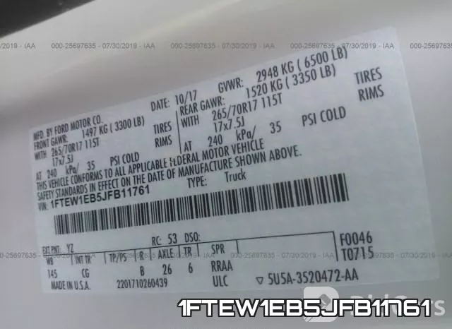 1FTEW1EB5JFB11761 фото 10