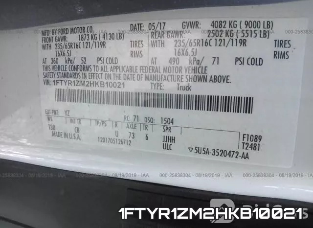 1FTYR1ZM2HKB10021 фото 10