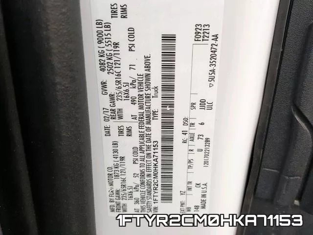 1FTYR2CM0HKA71153 фото 2