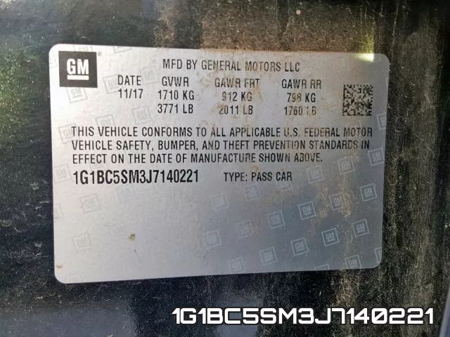 1G1BC5SM3J7140221 фото 2