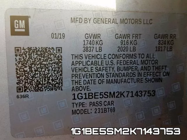 1G1BE5SM2K7143753 фото 2
