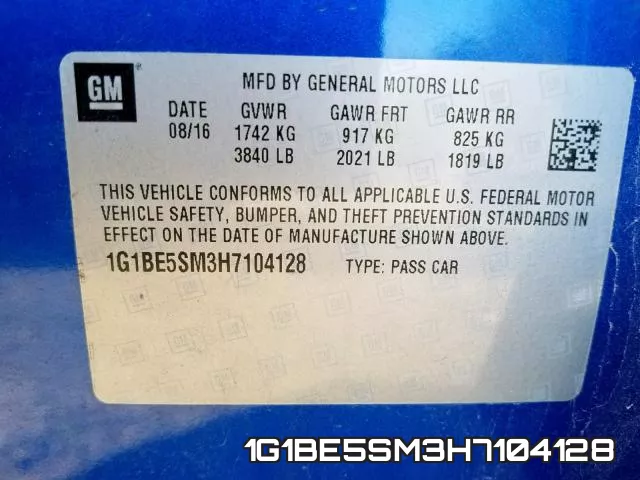 1G1BE5SM3H7104128 фото 2