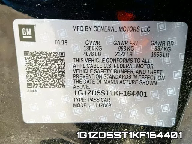 1G1ZD5ST1KF164401 фото 2