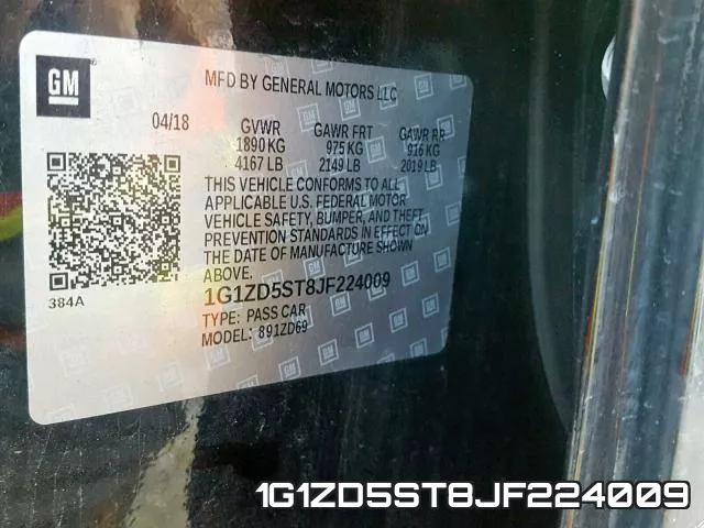 1G1ZD5ST8JF224009 фото 2