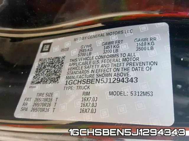 1GCHSBEN5J1294343 фото 2