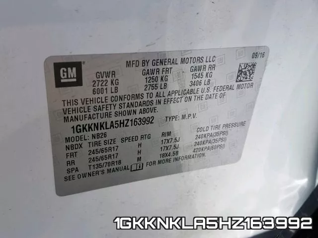 1GKKNKLA5HZ163992 фото 2