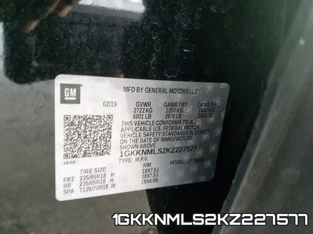 1GKKNMLS2KZ227577 фото 2