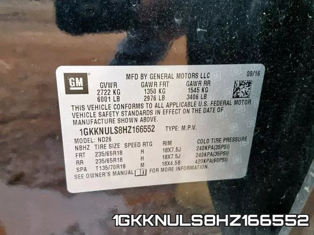 1GKKNULS8HZ166552 фото 2