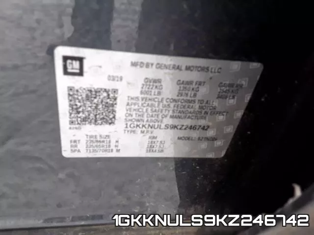 1GKKNULS9KZ246742 фото 2