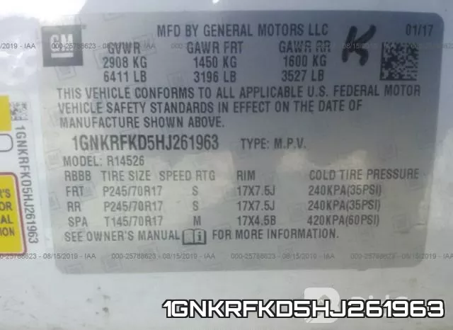 1GNKRFKD5HJ261963 фото 10