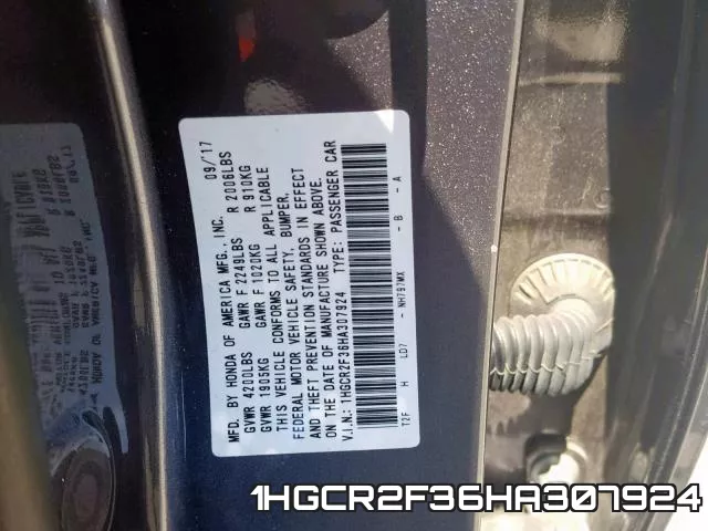 1HGCR2F36HA307924 фото 2