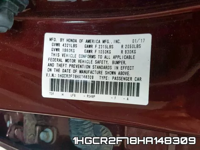 1HGCR2F78HA148309 фото 2