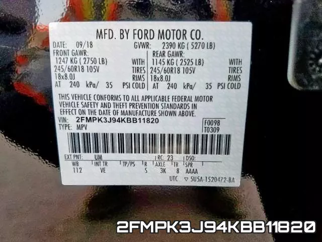 2FMPK3J94KBB11820 фото 2