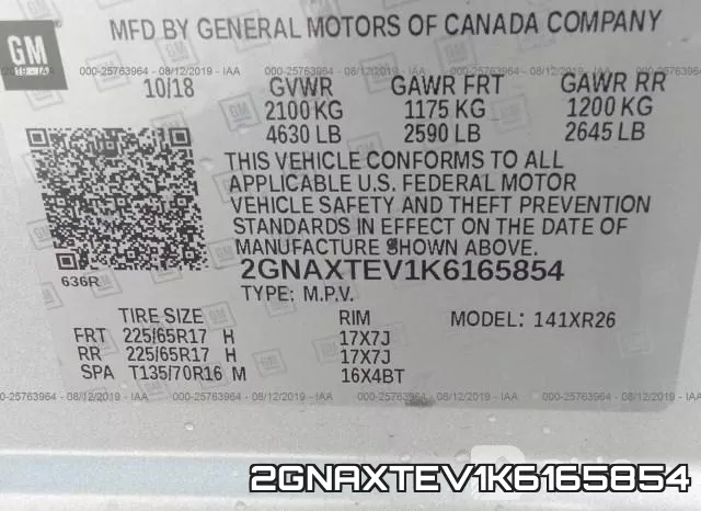2GNAXTEV1K6165854 фото 10