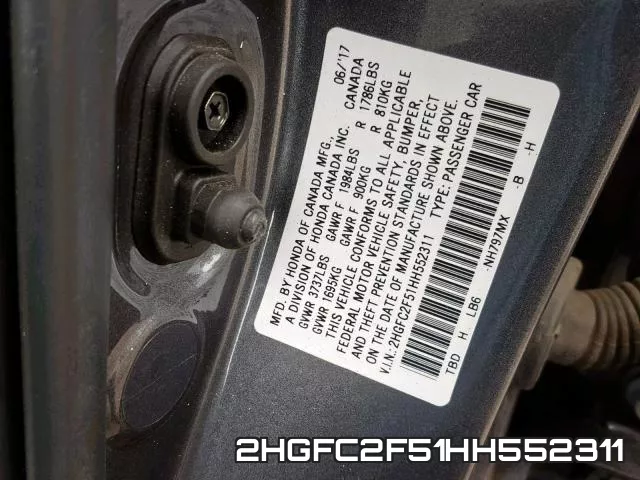2HGFC2F51HH552311 фото 2