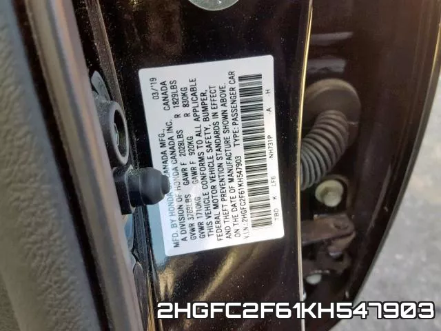 2HGFC2F61KH547903 фото 2