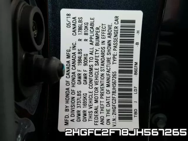 2HGFC2F78JH567265 фото 2