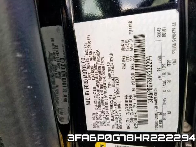3FA6P0G78HR222294 фото 2