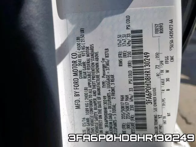 3FA6P0HD8HR130249 фото 2