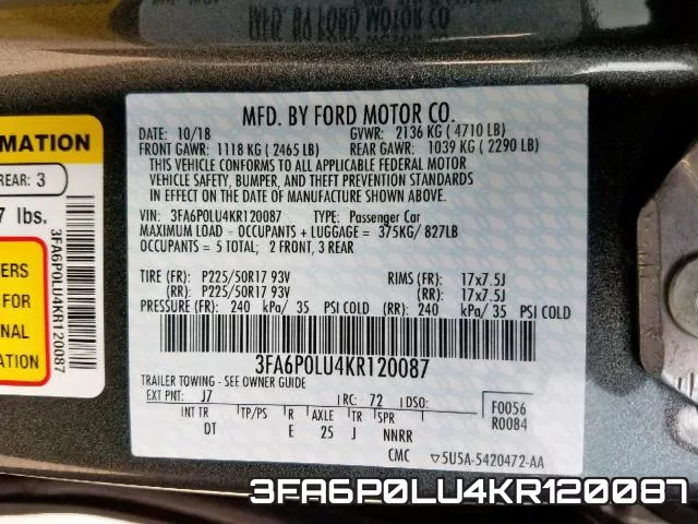 3FA6P0LU4KR120087 фото 2