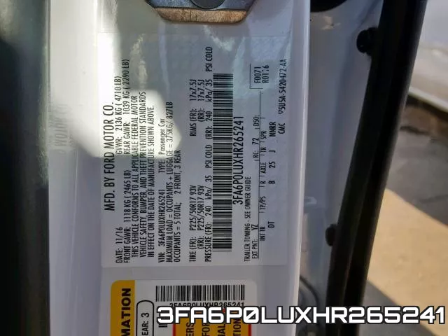 3FA6P0LUXHR265241 фото 2