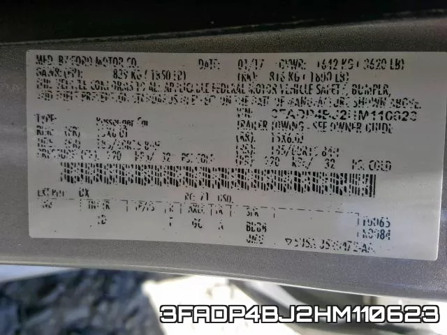3FADP4BJ2HM110623 фото 2