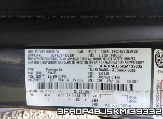 3FADP4BJ5KM139332 фото 10