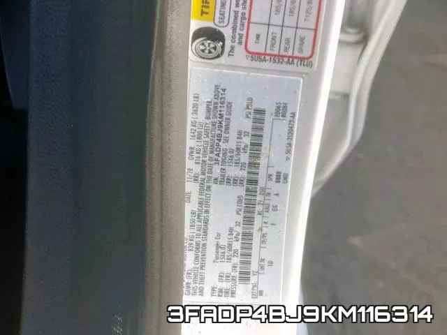 3FADP4BJ9KM116314 фото 2