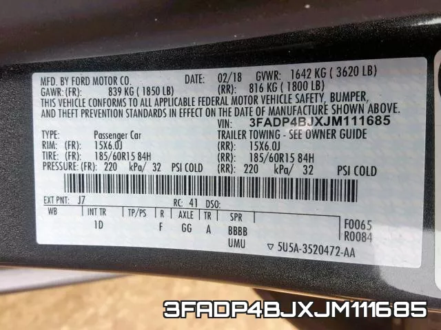 3FADP4BJXJM111685 фото 2