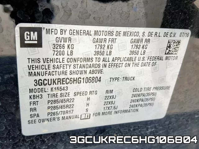 3GCUKREC6HG106804 фото 2