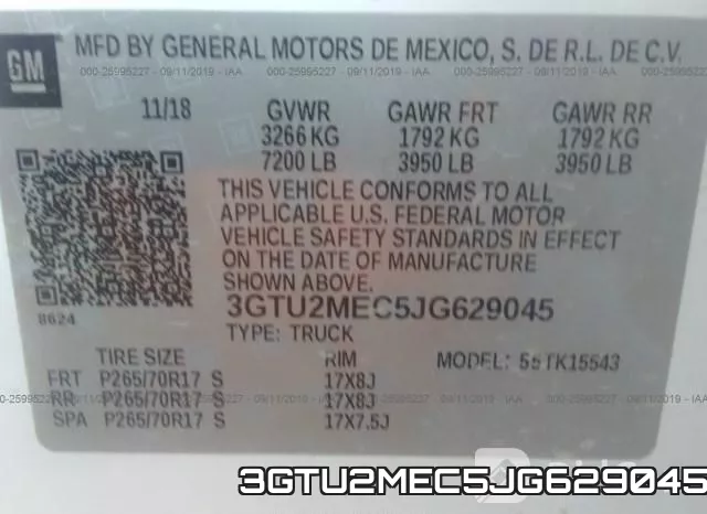 3GTU2MEC5JG629045 фото 10